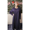Ensemble robe longue unie bleue et haut imprimé fleuri