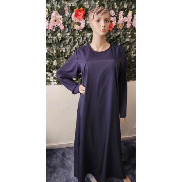 Ensemble-robes-bleu-imprimé-vert-4 Ensemble robe longue unie bleue et haut imprimé fleuri