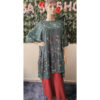 Ensemble robe longue unie brique et haut imprimé fleuri