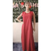 Ensemble robe longue unie brique et haut imprimé fleuri
