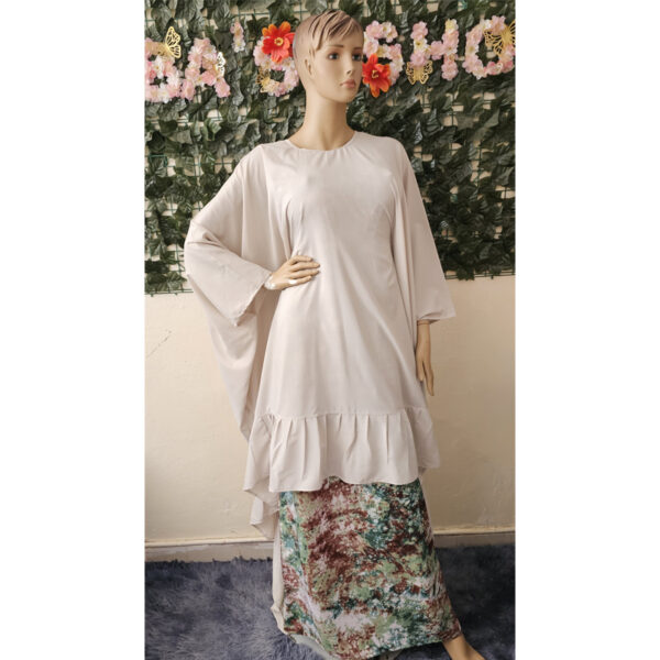 Ensemble-robes-thioup-beige-1 Ensemble robe longue imprimée thioup et haut uni beige