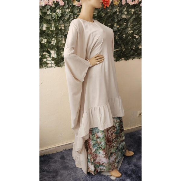 Ensemble-robes-thioup-beige-2 Ensemble robe longue imprimée thioup et haut uni beige