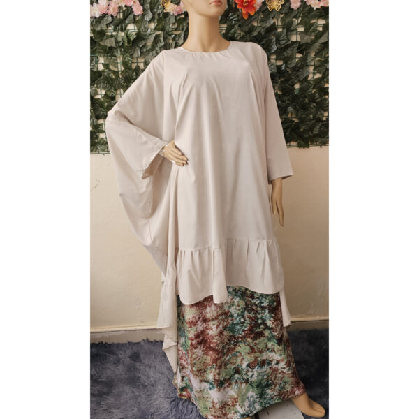 Ensemble-robes-thioup-beige-4 Ensemble robe longue imprimée thioup et haut uni beige