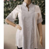 Haut patch lin uni - rayure beige