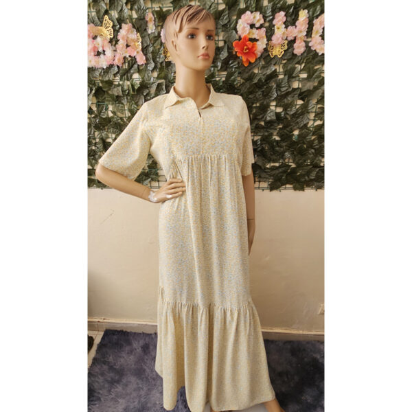 Robe-imprimee-fleurs-jaune-1 Robe jaune imprimée fleurs
