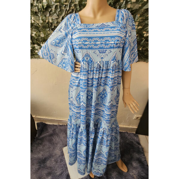Robe-imprimee-viscose-bleu-2 Robe longue imprimée viscose