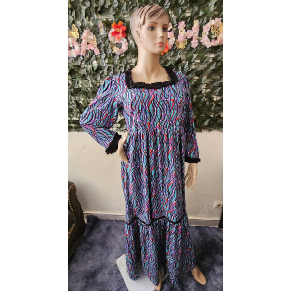 Robe-imprimee-wax-mauve-1 Robe longue imprimée wax multicolore