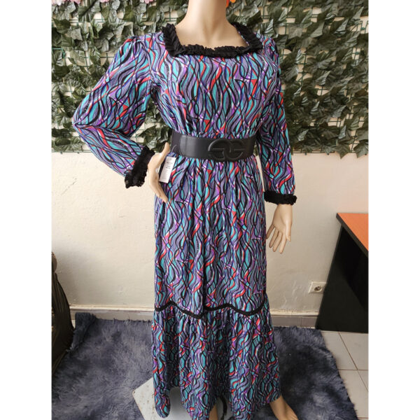 Robe-imprimee-wax-mauve-2 Robe longue imprimée wax multicolore