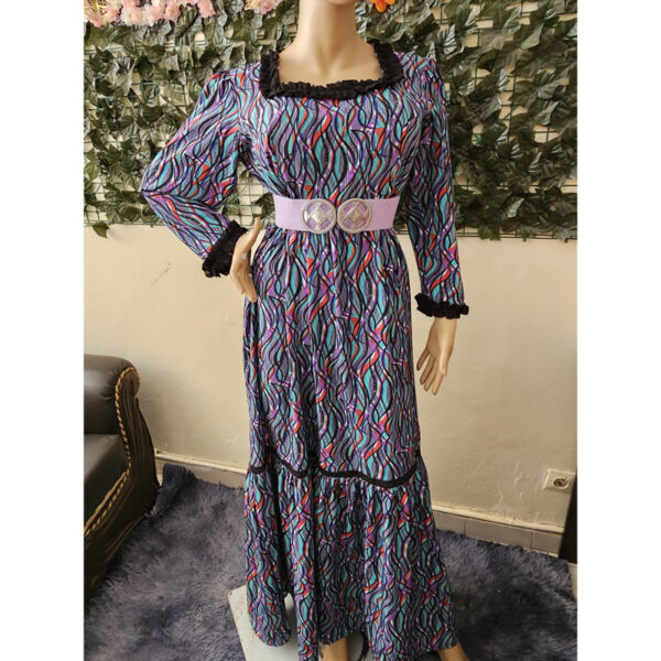 Robe-imprimee-wax-mauve-3 Robe longue imprimée wax multicolore