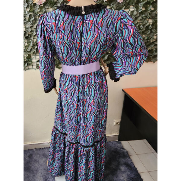 Robe-imprimee-wax-mauve-4 Robe longue imprimée wax multicolore