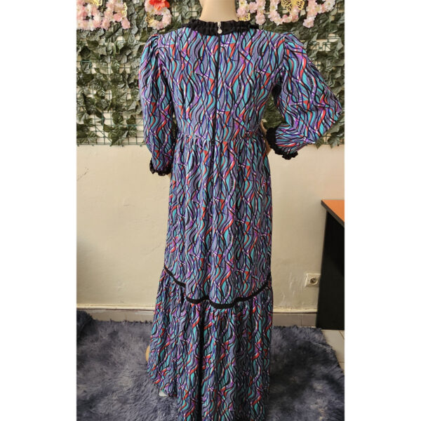 Robe-imprimee-wax-mauve-5 Robe longue imprimée wax multicolore