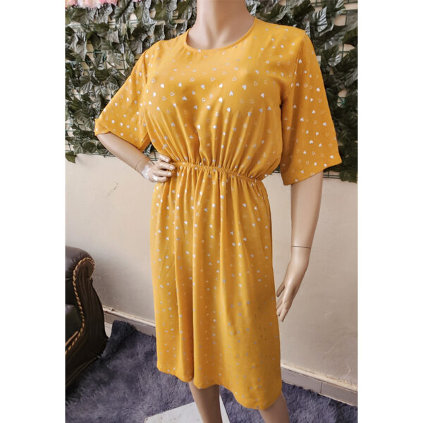 Robe-jaune-imprimee-argentee-3 Robe jaune imprimée argentée