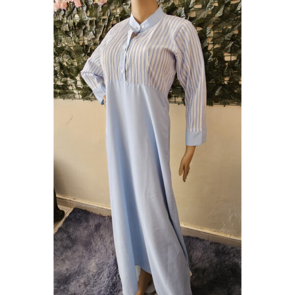 Robe-patch-bleu-blanc-rayure-2 Robe patch bleue imprimée rayure bleue-blanche