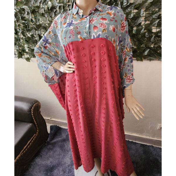 Robe-patch-rouge-imprimee-fleurette-2 Boubou rouge, patch imprimé fleurette