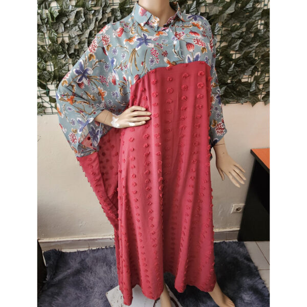 Robe-patch-rouge-imprimee-fleurette-3 Boubou rouge, patch imprimé fleurette