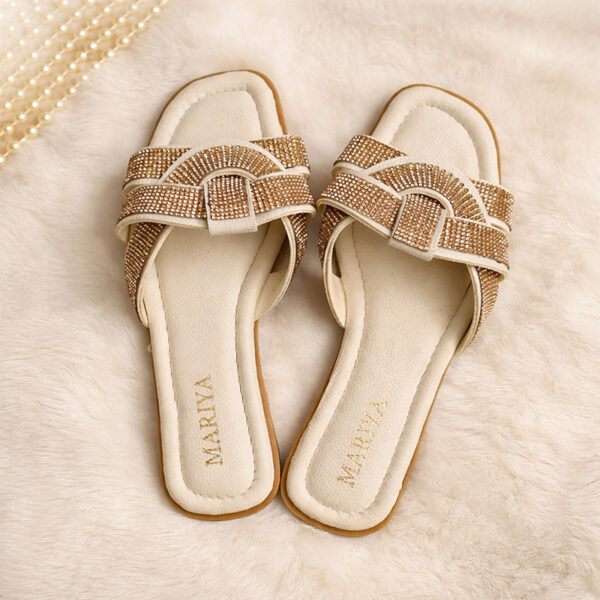 Sandale blanche dorée