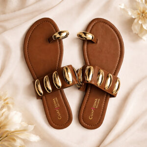 Sandale marron dorée