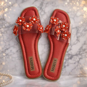 Sandale à fleurs rouge